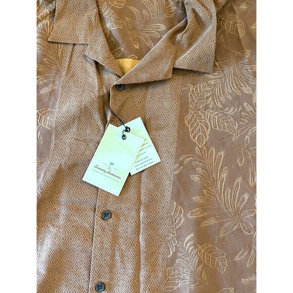 NWT Tommy Bahama Men's XXL Shirt 100% Silk Hawaiian Rust Brown Button Up Beach - Picture 3 of 8